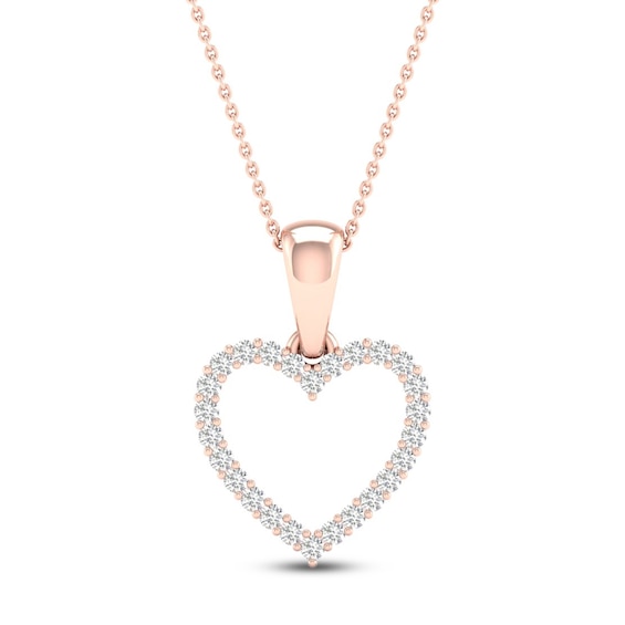 Diamond Heart Necklace 1/10 ct tw Round-Cut 10K Rose Gold 18"