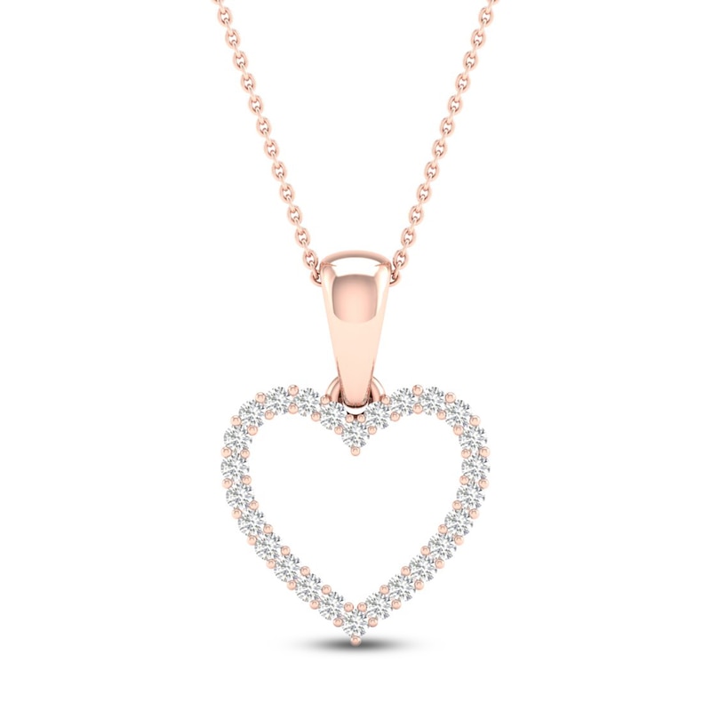 Main Image 1 of Diamond Heart Necklace 1/10 ct tw Round-Cut 10K Rose Gold 18&quot;