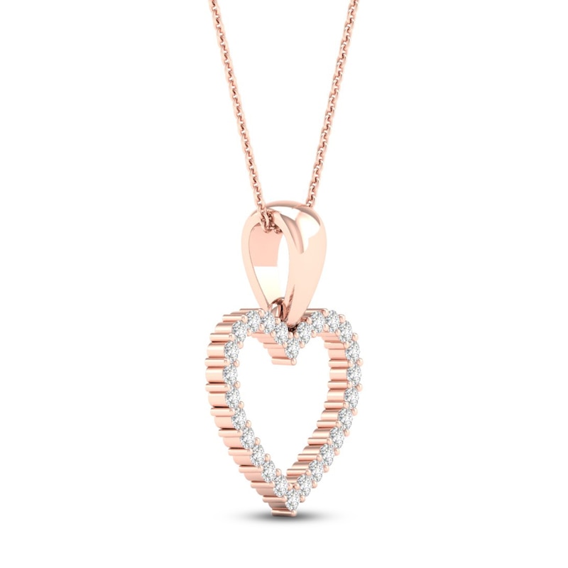 Main Image 3 of Diamond Heart Necklace 1/10 ct tw Round-Cut 10K Rose Gold 18&quot;