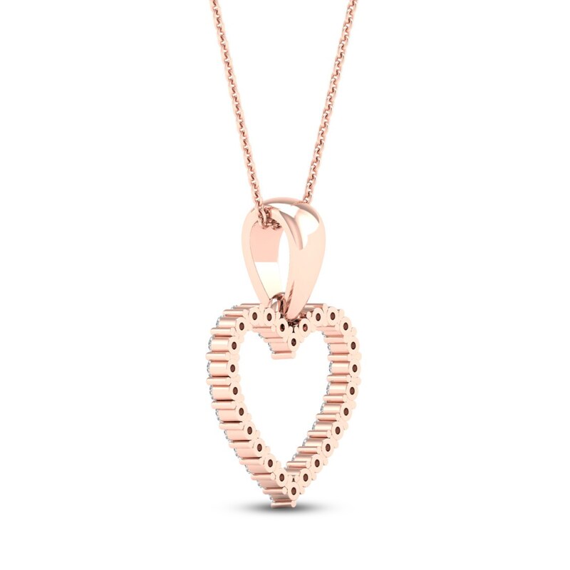 Main Image 4 of Diamond Heart Necklace 1/10 ct tw Round-Cut 10K Rose Gold 18&quot;
