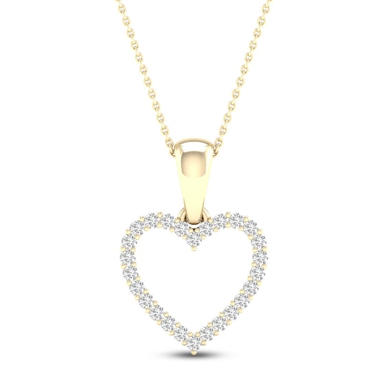 Diamond Heart Necklace 1/10 ct tw Round-Cut 10K Yellow Gold 18"