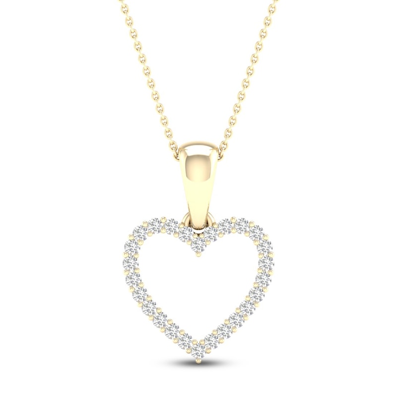 1/10 Ct. T.W. Diamond Double Heart-Top Key Pendant in 10K Gold