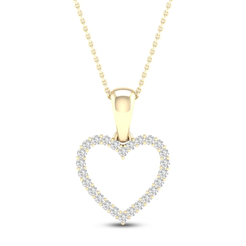 Main Image 1 of Diamond Heart Necklace 1/10 ct tw Round-Cut 10K Yellow Gold 18&quot;