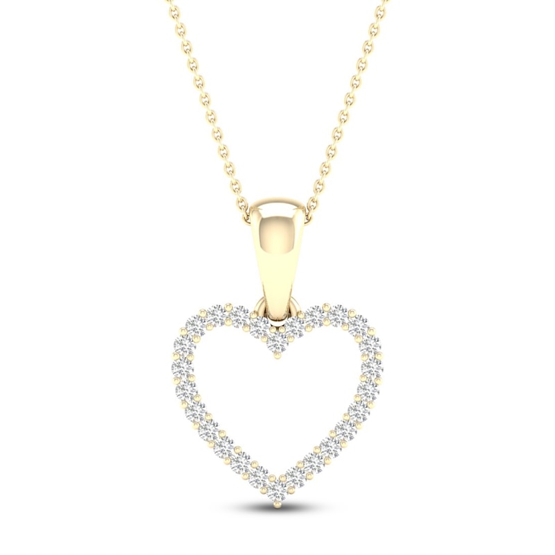 Diamond Heart & Key Necklace 1/4 ct tw Round-cut 10K Rose Gold 18