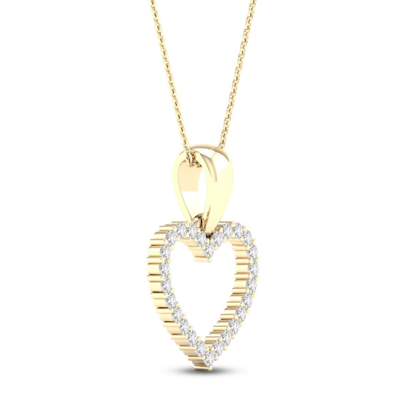 Main Image 3 of Diamond Heart Necklace 1/10 ct tw Round-Cut 10K Yellow Gold 18&quot;