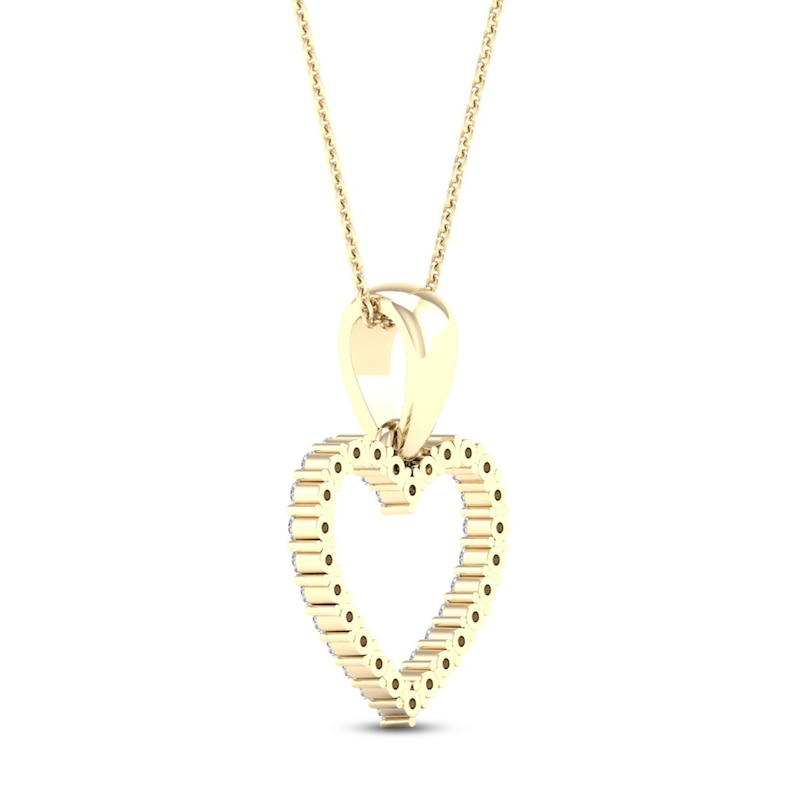 Main Image 4 of Diamond Heart Necklace 1/10 ct tw Round-Cut 10K Yellow Gold 18&quot;