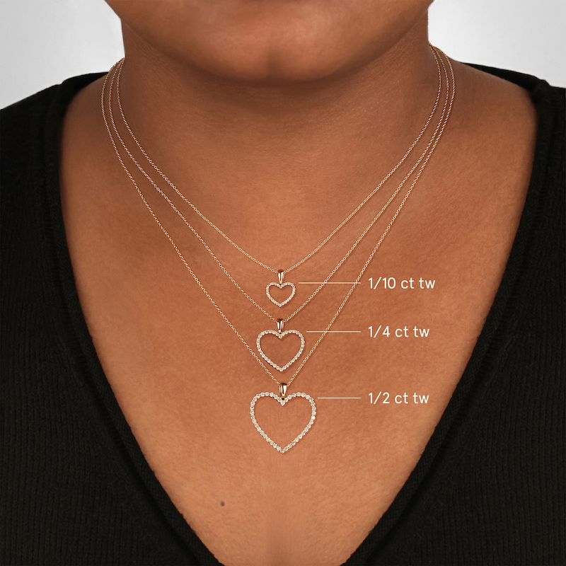 Main Image 6 of Diamond Heart Necklace 1/10 ct tw Round-Cut 10K Yellow Gold 18&quot;