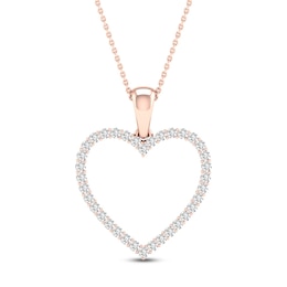 Diamond Heart Necklace 1/4 ct tw Round-Cut 10K Rose Gold 18"