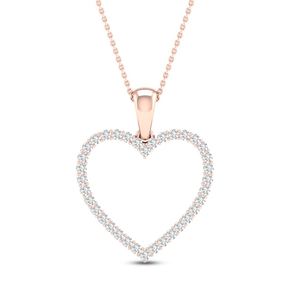 Diamond Heart Necklace 1/4 ct tw Round-Cut 10K Rose Gold 18"