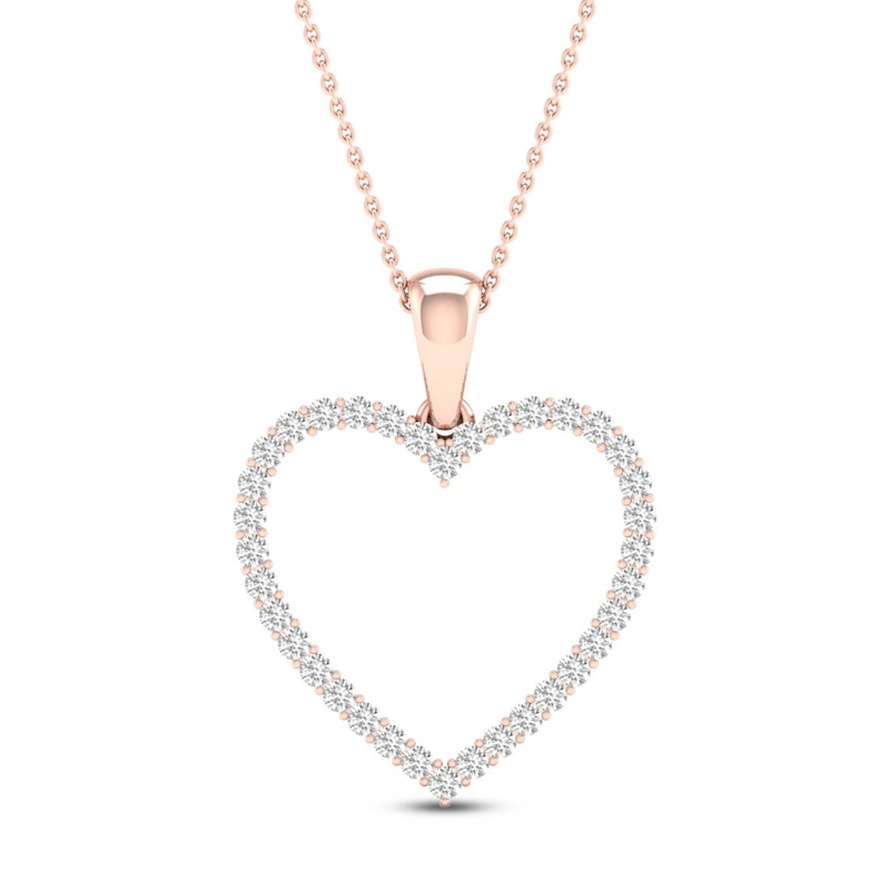 Diamond Heart Necklace 1/4 ct tw Round-Cut 10K Rose Gold 18"
