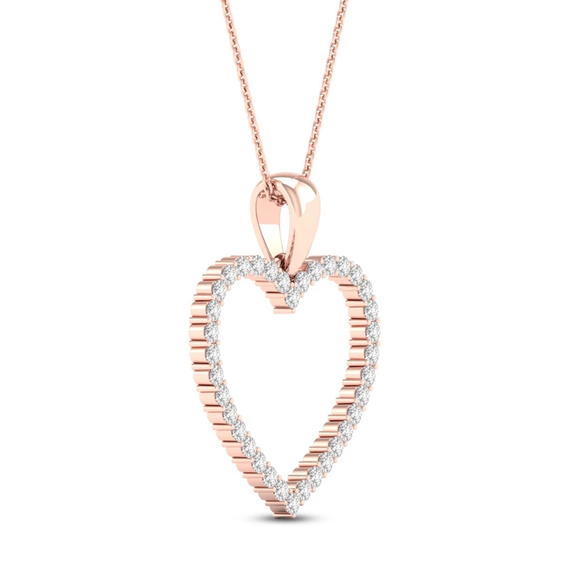 Main Image 3 of Diamond Heart Necklace 1/4 ct tw Round-Cut 10K Rose Gold 18&quot;