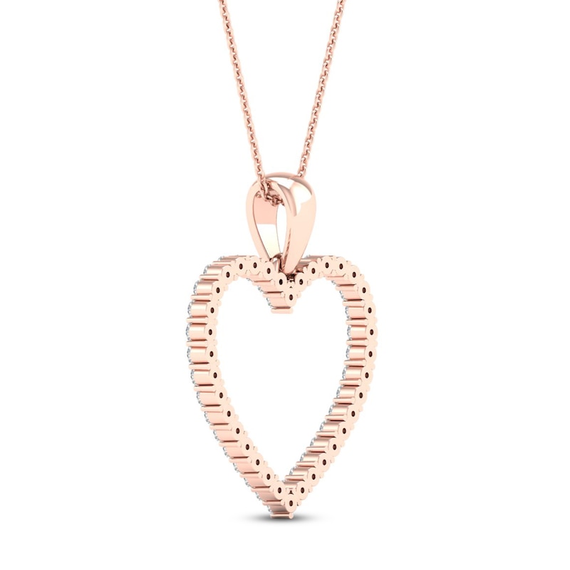 Diamond Heart Necklace 1/4 ct tw Round-Cut 10K Rose Gold 18"