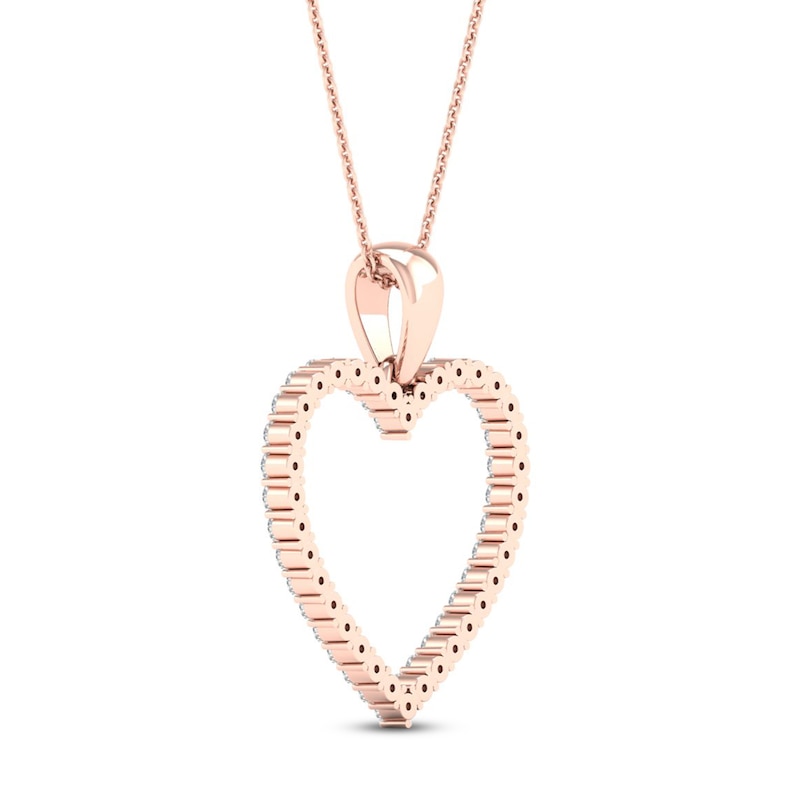 Main Image 4 of Diamond Heart Necklace 1/4 ct tw Round-Cut 10K Rose Gold 18&quot;