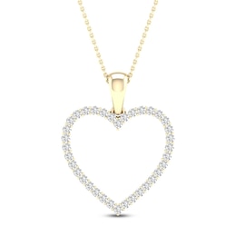 Diamond Heart Necklace 1/4 ct tw Round-Cut 10K Yellow Gold 18"