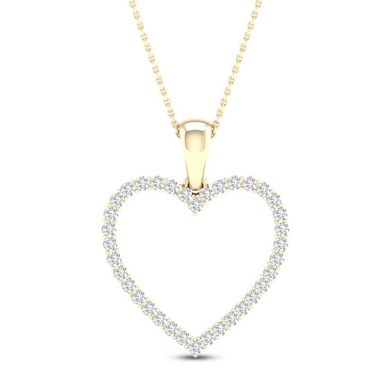 Diamond Heart Necklace 1/4 ct tw Round-Cut 10K Gold 18