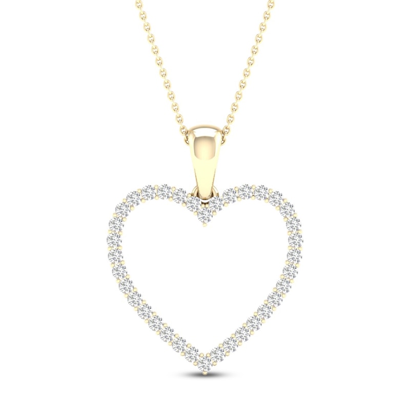 Main Image 1 of Diamond Heart Necklace 1/4 ct tw Round-Cut 10K Yellow Gold 18&quot;