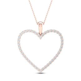 Diamond Heart Necklace 1/2 ct tw Round-cut 10K Rose Gold 18"