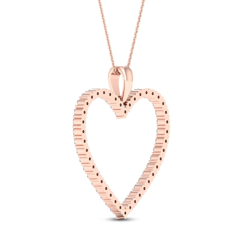 Diamond Heart Necklace 1/2 ct tw Round-cut 10K Rose Gold 18"