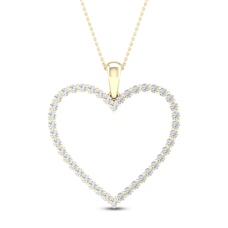 Main Image 1 of Diamond Heart Necklace 1/2 ct tw Round-cut 10K Yellow Gold 18&quot;