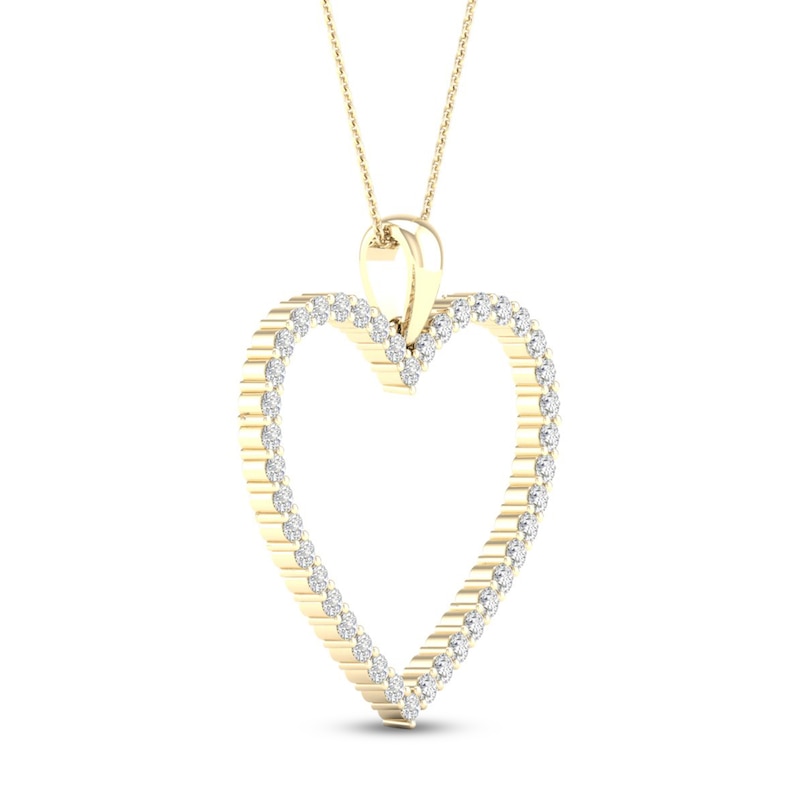 Main Image 3 of Diamond Heart Necklace 1/2 ct tw Round-cut 10K Yellow Gold 18&quot;
