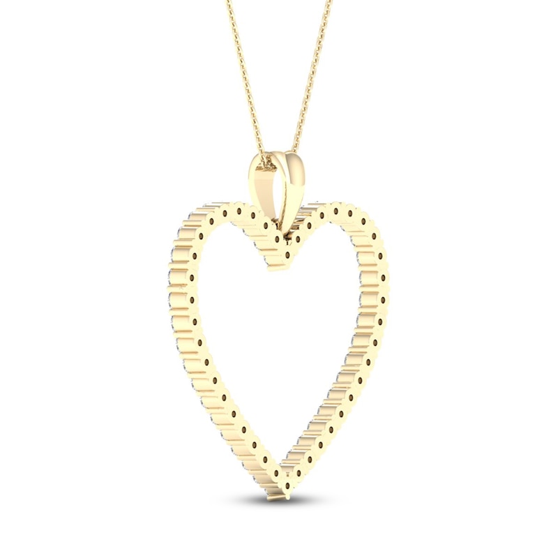 Main Image 4 of Diamond Heart Necklace 1/2 ct tw Round-cut 10K Yellow Gold 18&quot;