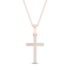 Thumbnail Image 0 of Diamond Cross Necklace 1/10 ct tw Round-Cut 10K Rose Gold 18"