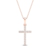 Thumbnail Image 1 of Diamond Cross Necklace 1/10 ct tw Round-Cut 10K Rose Gold 18&quot;