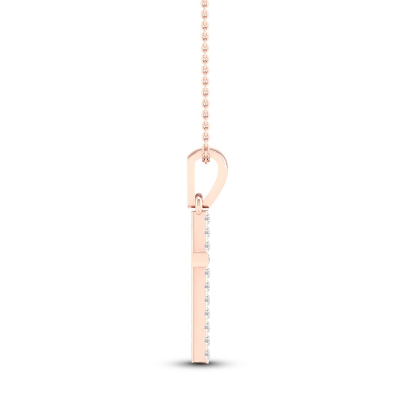 Main Image 2 of Diamond Cross Necklace 1/10 ct tw Round-Cut 10K Rose Gold 18&quot;