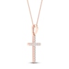 Thumbnail Image 2 of Diamond Cross Necklace 1/10 ct tw Round-Cut 10K Rose Gold 18"