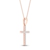 Thumbnail Image 3 of Diamond Cross Necklace 1/10 ct tw Round-Cut 10K Rose Gold 18&quot;
