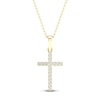 Thumbnail Image 1 of Diamond Cross Necklace 1/10 ct tw Round-Cut 10K Yellow Gold 18&quot;