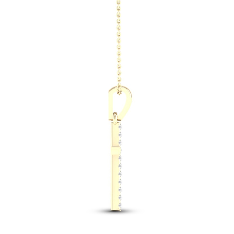 Main Image 2 of Diamond Cross Necklace 1/10 ct tw Round-Cut 10K Yellow Gold 18&quot;