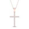 Thumbnail Image 1 of Diamond Cross Necklace 1/4 ct tw Round-Cut 10K Rose Gold 18&quot;
