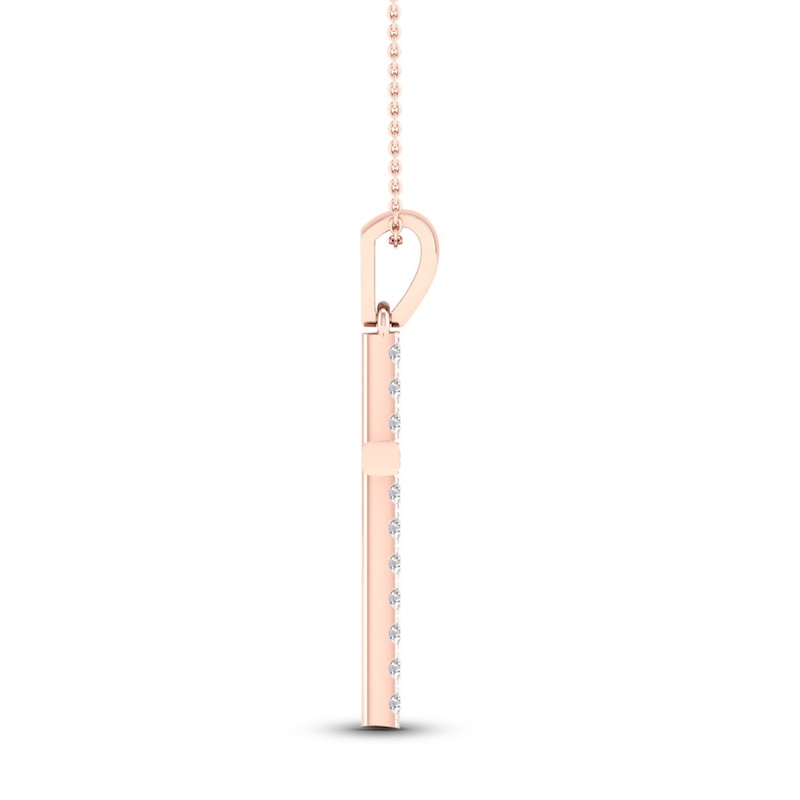 Main Image 2 of Diamond Cross Necklace 1/4 ct tw Round-Cut 10K Rose Gold 18&quot;