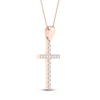 Thumbnail Image 3 of Diamond Cross Necklace 1/4 ct tw Round-Cut 10K Rose Gold 18&quot;