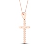Thumbnail Image 4 of Diamond Cross Necklace 1/4 ct tw Round-Cut 10K Rose Gold 18&quot;