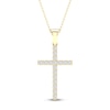 Thumbnail Image 1 of Diamond Cross Necklace 1/4 ct tw Round-Cut 10K Yellow Gold 18&quot;