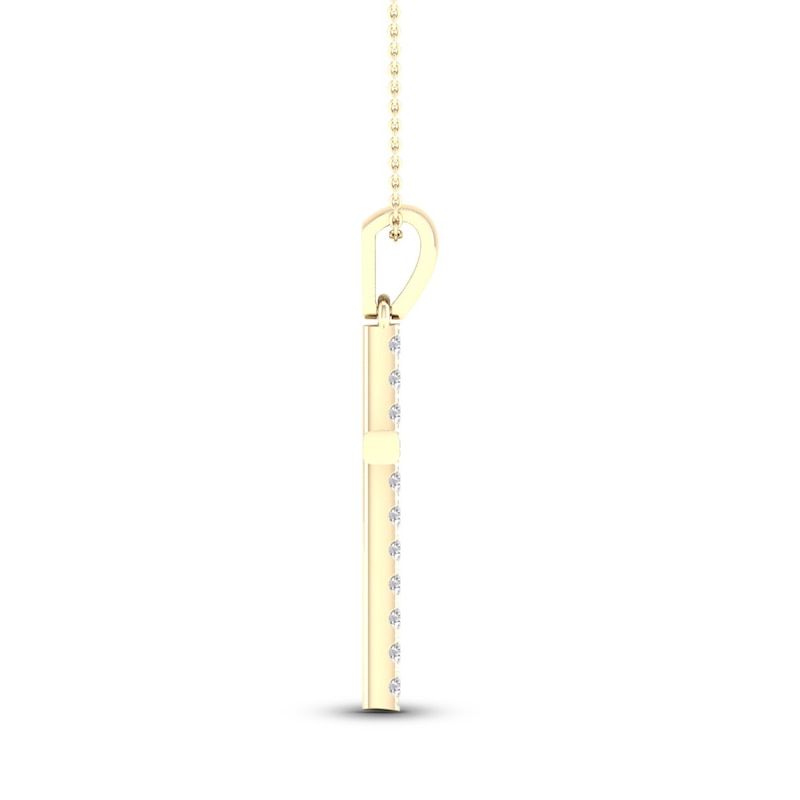 Main Image 2 of Diamond Cross Necklace 1/4 ct tw Round-Cut 10K Yellow Gold 18&quot;