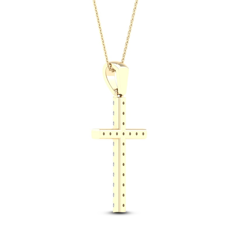 Main Image 4 of Diamond Cross Necklace 1/4 ct tw Round-Cut 10K Yellow Gold 18&quot;