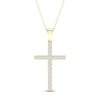 Thumbnail Image 0 of Diamond Cross Necklace 1/2 ct tw Round-Cut 10K Yellow Gold 18"