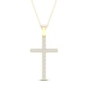 Thumbnail Image 1 of Diamond Cross Necklace 1/2 ct tw Round-Cut 10K Yellow Gold 18&quot;