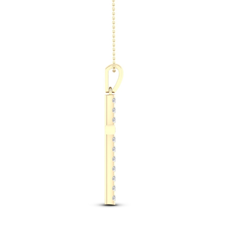 Main Image 2 of Diamond Cross Necklace 1/2 ct tw Round-Cut 10K Yellow Gold 18&quot;