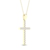 Thumbnail Image 2 of Diamond Cross Necklace 1/2 ct tw Round-Cut 10K Yellow Gold 18"