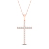 Thumbnail Image 0 of Diamond Cross Necklace 1/2 ct tw Round-Cut 10K Rose Gold 18"