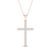 Thumbnail Image 1 of Diamond Cross Necklace 1/2 ct tw Round-Cut 10K Rose Gold 18&quot;