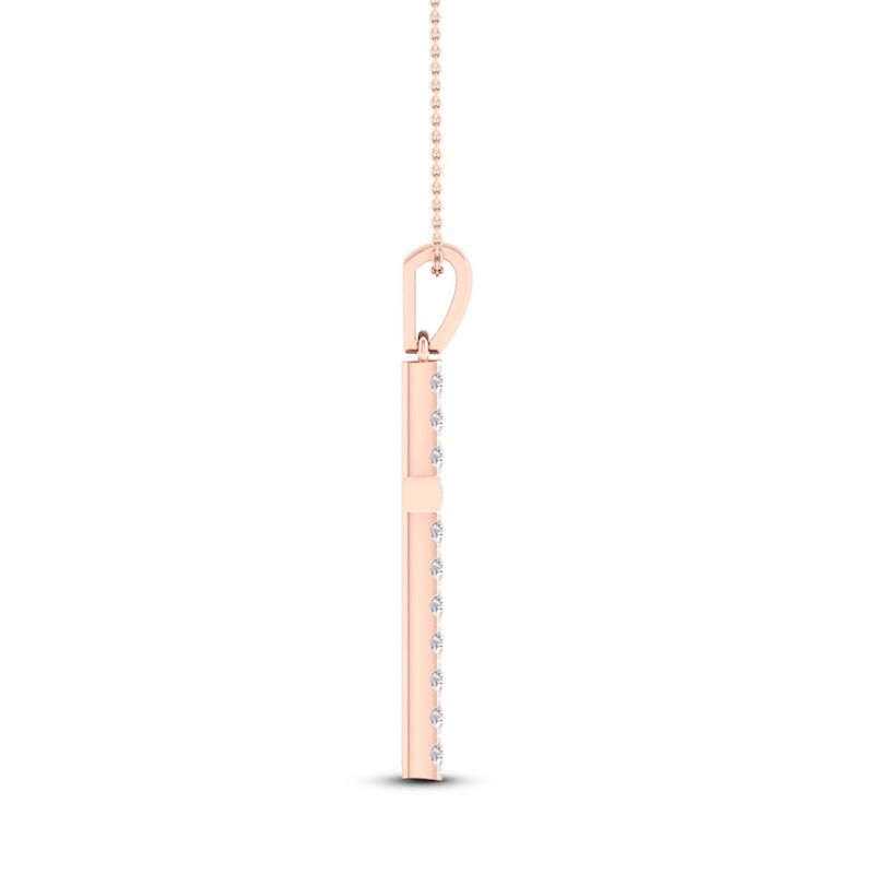 Main Image 2 of Diamond Cross Necklace 1/2 ct tw Round-Cut 10K Rose Gold 18&quot;
