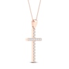 Thumbnail Image 2 of Diamond Cross Necklace 1/2 ct tw Round-Cut 10K Rose Gold 18"