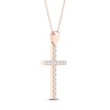 Thumbnail Image 3 of Diamond Cross Necklace 1/2 ct tw Round-Cut 10K Rose Gold 18&quot;