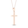 Thumbnail Image 3 of Diamond Cross Necklace 1/2 ct tw Round-Cut 10K Rose Gold 18"