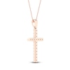 Thumbnail Image 4 of Diamond Cross Necklace 1/2 ct tw Round-Cut 10K Rose Gold 18&quot;